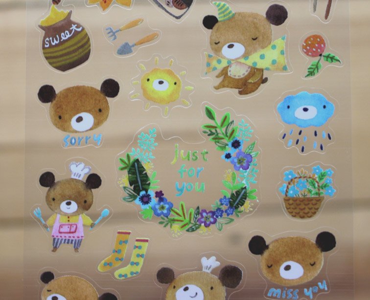 Jan Hsuan's Illustration Bear Transparent Sticker Sheet