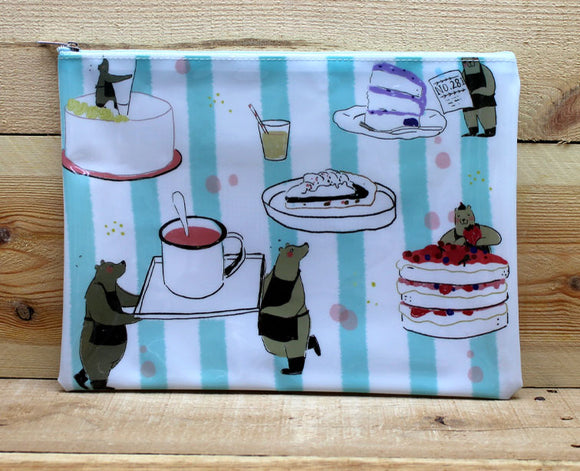 Xiu Xiu Bear Cafe Plastic Zipper Pouch B5