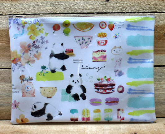 Liang Feng Watercolor Plastic Zipper Pouch B5 Huge Panda