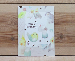 Liang Feng Watercolor Parrot Happy Birthday Card
