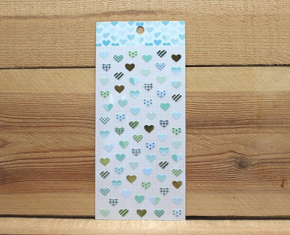 Ethos Card Originals Blue Heart Design Gold Foiled Sticker Sheet