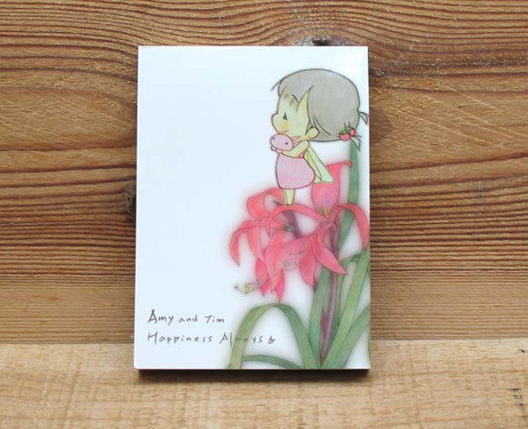 Amy and Tim Red Flower Mini Small Notepad