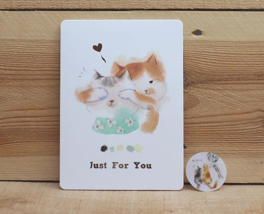 Liang Feng Watercolor Cat Gold Foiled Card