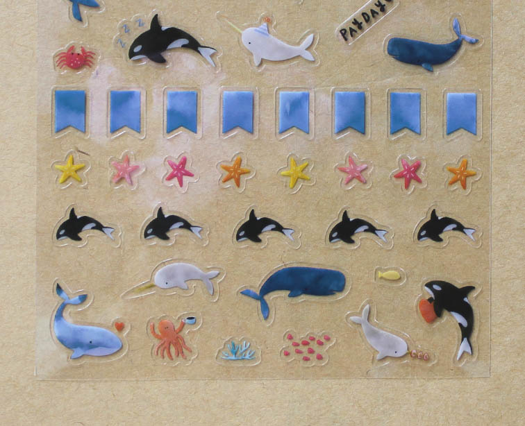Cindy Chu Illustration Whale Planner Transparent Sticker Sheet