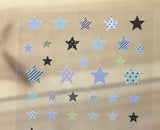 Ethos Card Originals Blue Stars Design Gold Foiled Sticker Sheet