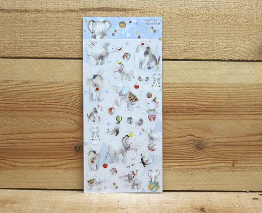 Liang Feng Watercolor Elephant Transparent Sticker Sheet