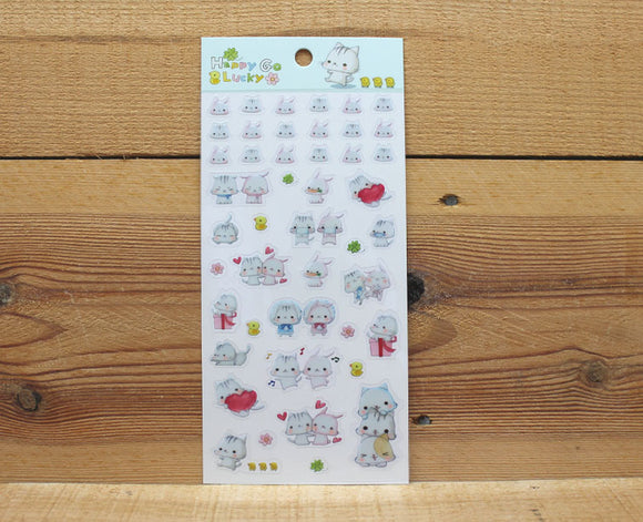 Happy Go Lucky Chibi Cute Transparent Sticker Sheet