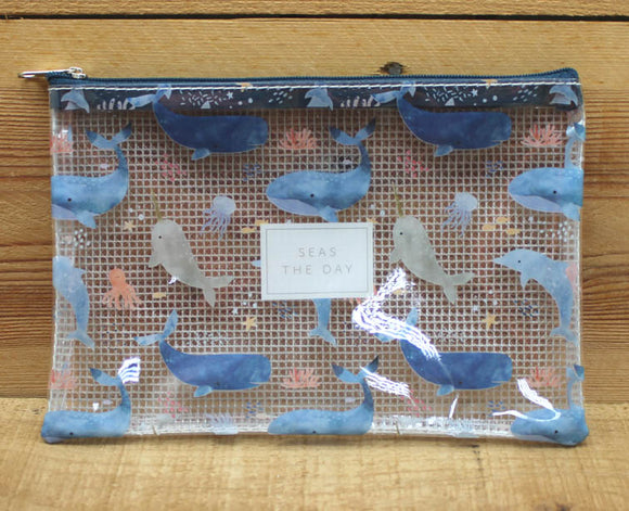 Cindy Chu Whale Illustrated Plastic Zipper Pouch