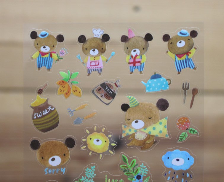 Jan Hsuan's Illustration Bear Transparent Sticker Sheet