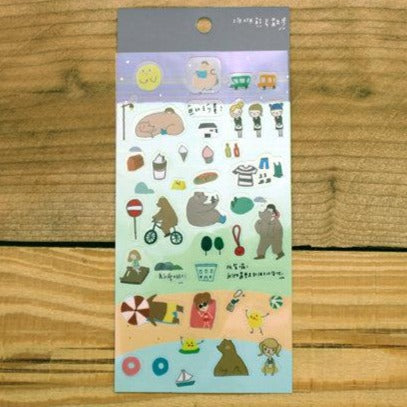 Xiu Xiu Bear Camping Transparent Sticker Sheet