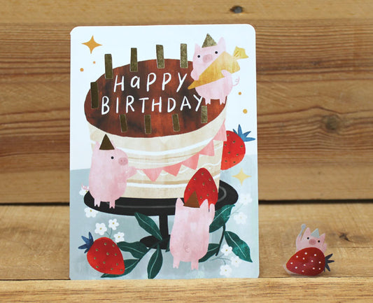 Cindy Chu Happy Birthday Card Pigs