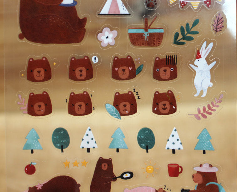 Cindy Chu Illustration Bear Forest Planner Transparent Sticker Sheet