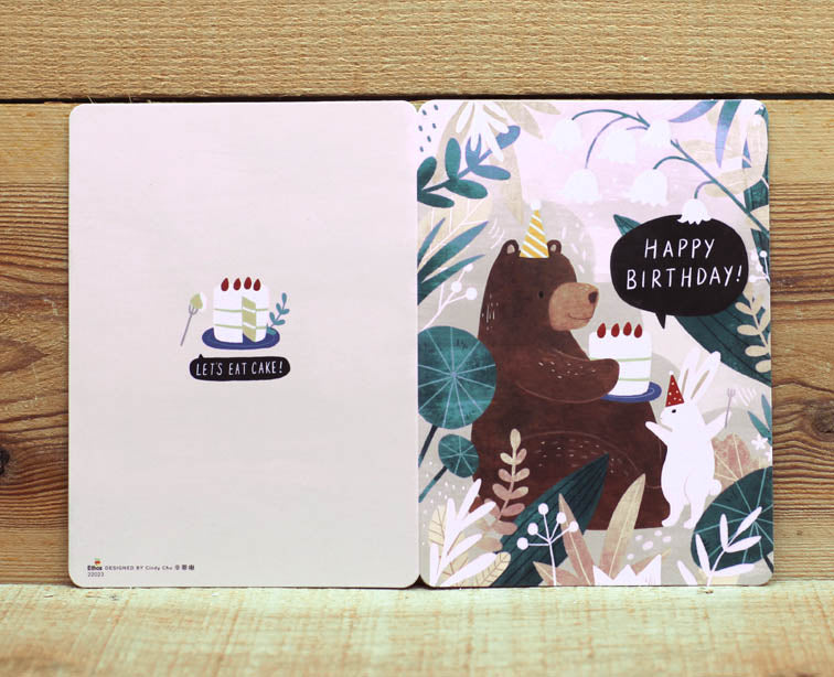 Cindy Chu Happy Birthday Card with Bear and Rabbit