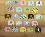 Ethos Card Originals Colorful Elephants Design Gold Foiled Sticker Sheet