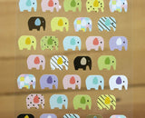 Ethos Card Originals Colorful Elephants Design Gold Foiled Sticker Sheet