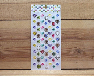 Ethos Card Originals Colorful Jewels Design Gold Foiled Sticker Sheet