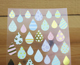 Ethos Card Originals Colorful Blue Raindrop Version 2 Gold Foiled Sticker Sheet