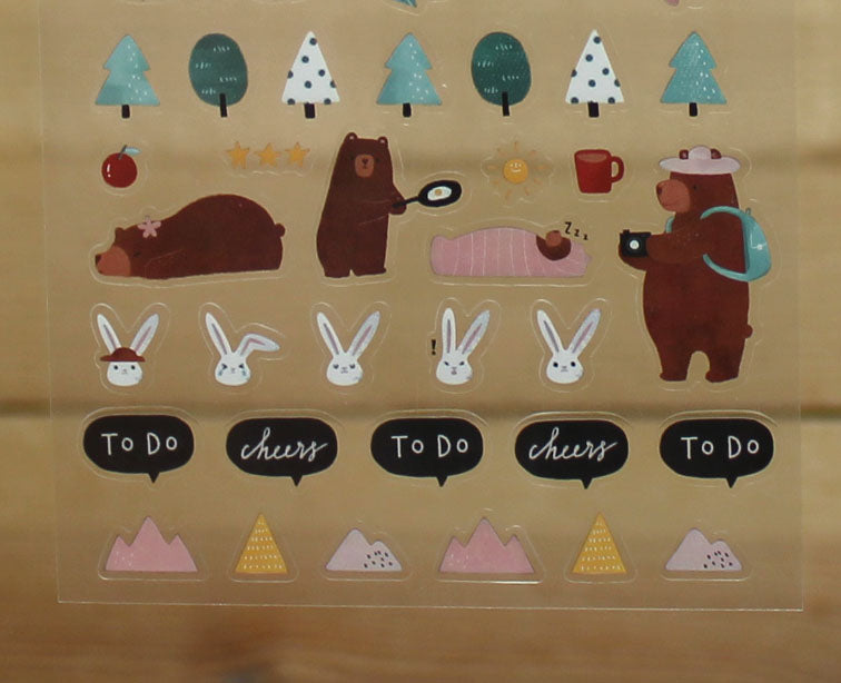 Cindy Chu Illustration Bear Forest Planner Transparent Sticker Sheet