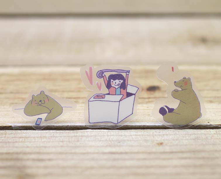 Xiu Xiu Bear Waterproof Transparent Sticker Flakes Pack