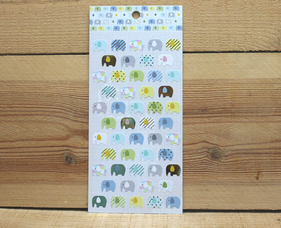 Ethos Card Originals Blue Elephants Design Gold Foiled Sticker Sheet