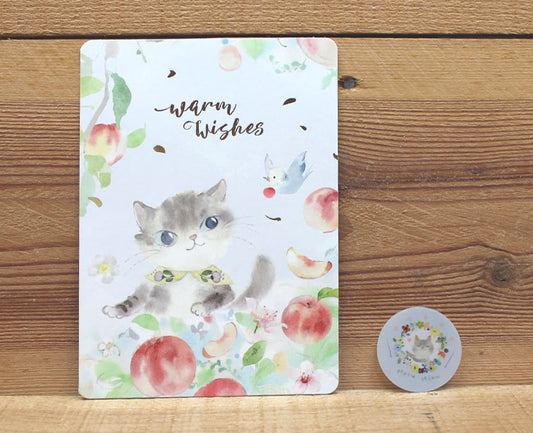 Liang Feng Watercolor Cat Warm Wishes Card