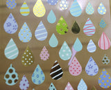 Ethos Card Originals Colorful Blue Raindrop Version 1 Gold Foiled Sticker Sheet