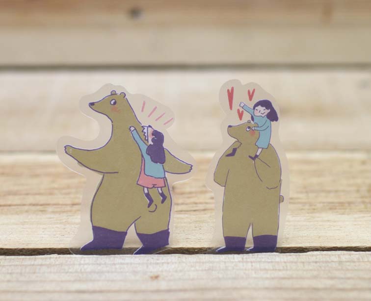 Xiu Xiu Bear Waterproof Transparent Sticker Flakes Pack