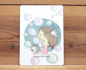 Amy and Tim Bubble Happy Birthday Card