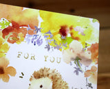 Liang Feng Watercolor Porcupine For You Gold Foiled Card