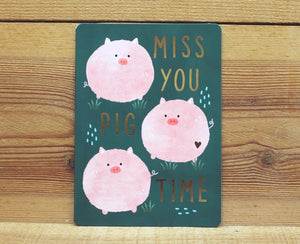 Cindy Chu Pig Miss You Pig Time Card