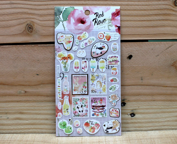 Liang Feng Watercolor Pink Sticker Sheet Gold Foiled