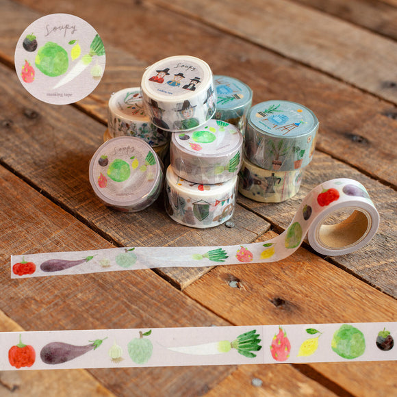 Soupy Vegetables Illustration Washi Tape Roll