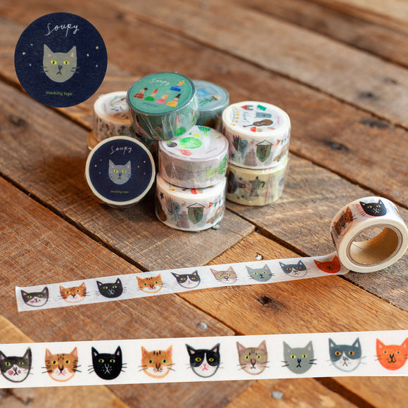 Soupy Cat's Face Washi Tape Roll
