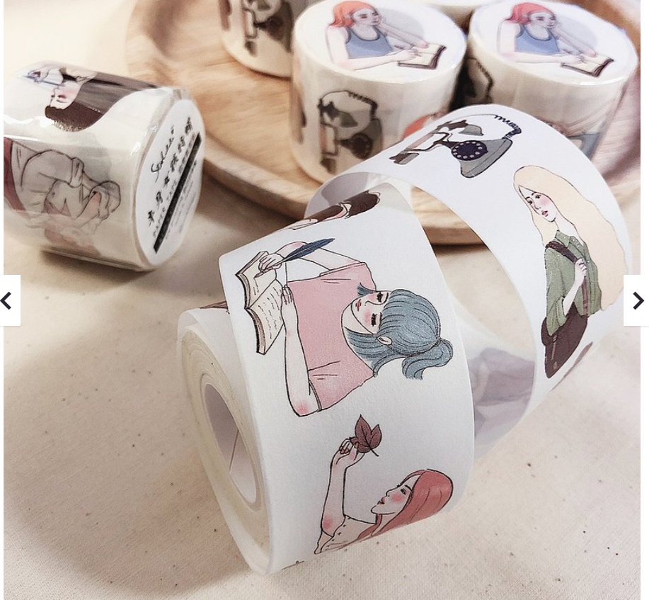 Starlululu Half-Body Girls Washi Masking Tape Roll and Samples